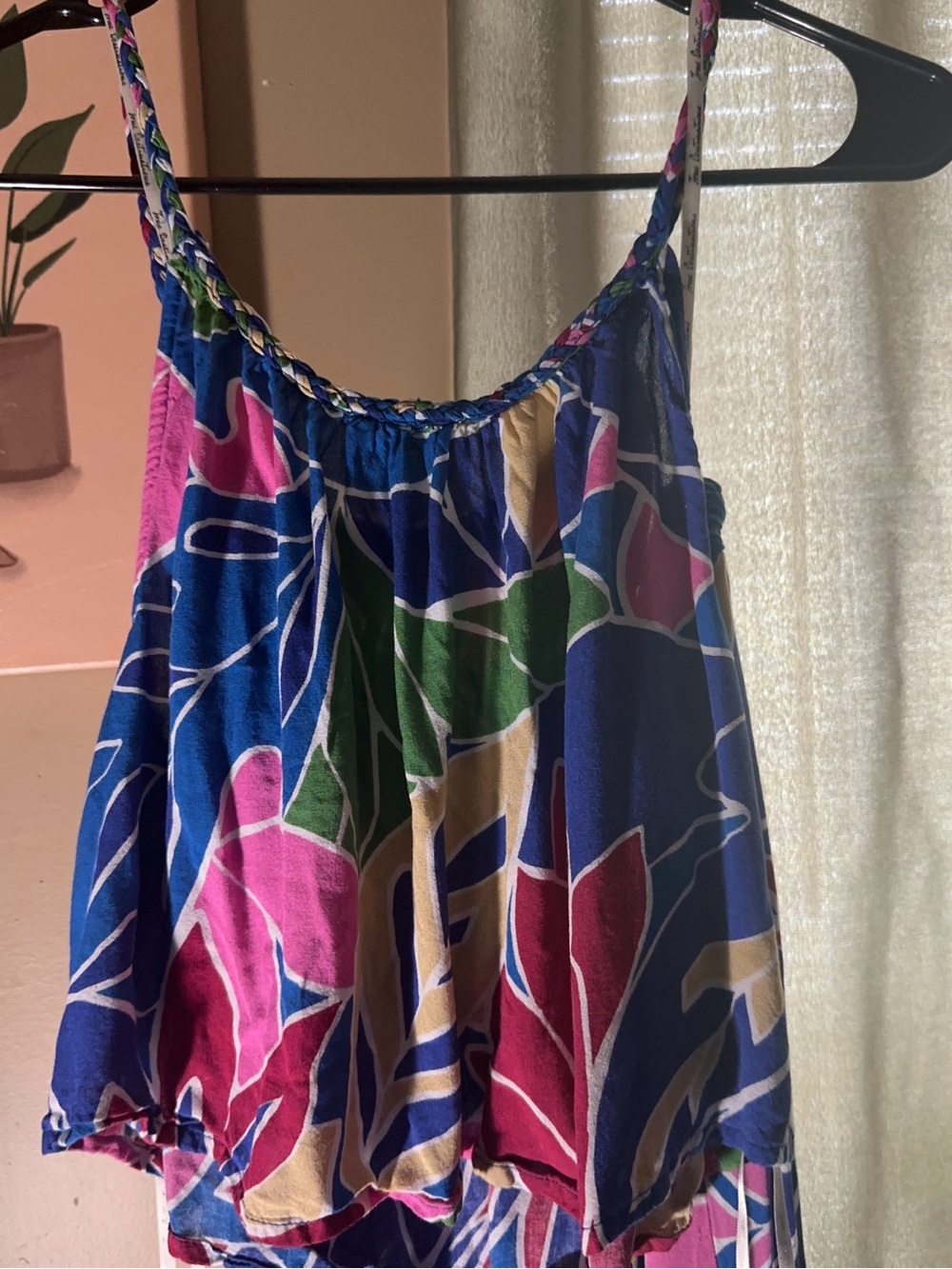Colorful Tropical Print Spaghetti Strap Tank Top